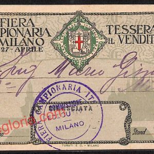 ag9281 - TESSERA PER IL VENDITORE - Milano - Fiera Campionaria di Milano  1921