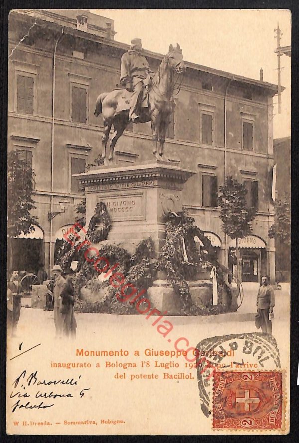 ae2376 - CARTOLINA  D'EPOCA - Bologna Città - Monumento a Giuseppe Garibaldi