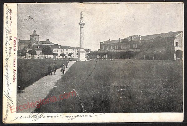 ae6062 - CARTOLINA D'EPOCA - Ferrara Città - Piazza Ariostea  1904