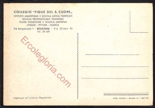 ae2398 - CARTOLINA  D'EPOCA - Bologna Città - Collegio ''Figlie del S. Cuore'' - immagine 2