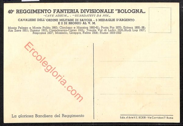 ae2399 - CARTOLINA  D'EPOCA - Bologna Città - 40°Reggimento Fanteria Divisionale - immagine 2