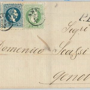 66027 - AUSTRIAN LEVANT -  POSTAL HISTORY -  23 SOLDI on COVER to GENOVA 1874