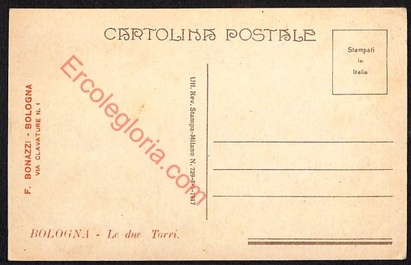 ae2407 - CARTOLINA  D'EPOCA - Bologna Città - Le due Torri - immagine 2