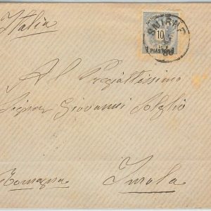 51030 Austrian Levant TURKEY - POSTAL HISTORY: COVER from SMYRNE to Italy 1888
