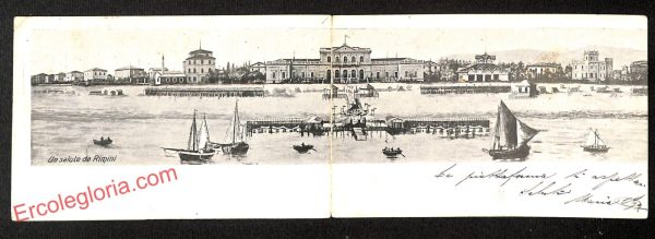 ai0830 - DOPPIA CARTOLINA D'EPOCA - Rimini Città - Panorama