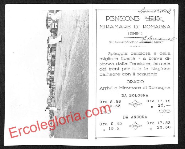 ai0835 - DOPPIA CARTOLINA D'EPOCA - Rimini Città - Pensione 'IRIS'