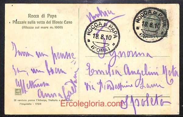 ad8545 - CARTOLINA D'EPOCA - Roma Provincia - Rocca di Papa  1910 - immagine 2