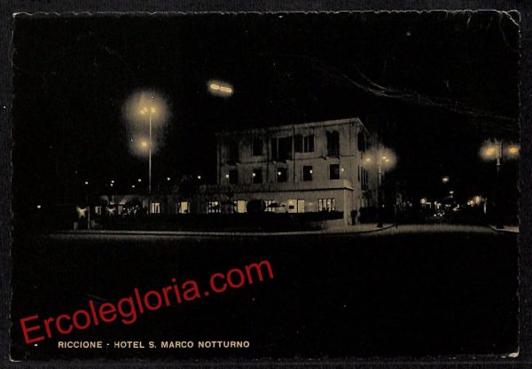 ah9908 - CARTOLINA D'EPOCA - Riccione Città - Hotel S. Marco Notturno