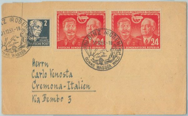 66779  - GERMANY  DDR - Postal History -  COVER to ITALY  1951
