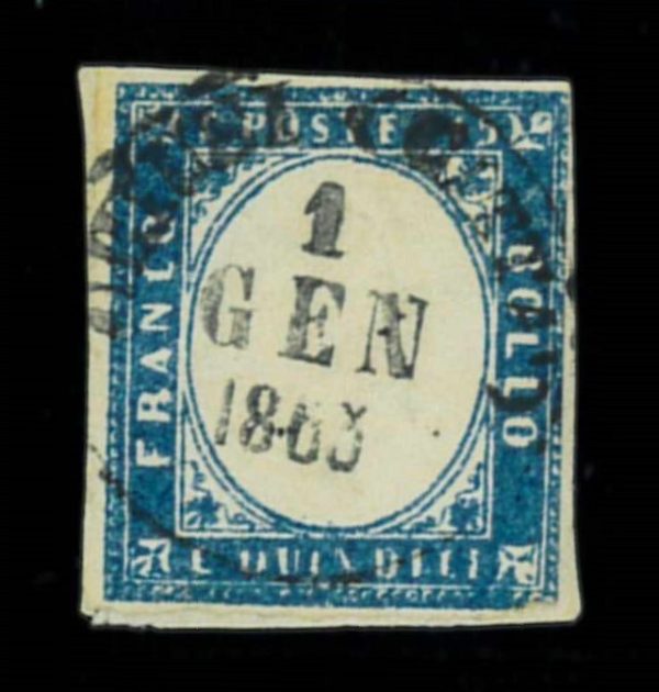 P3971 B - ITALIA REGNO SASS. 11 B, ANNULLATO “ 1.GENNAIO.1863",
