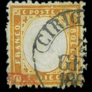 P3971 C - ITALIA REGNO , SASSONE 1 J (ARANCIO ROSSASTRO) CON ANNULLO CIRIGNOLA
