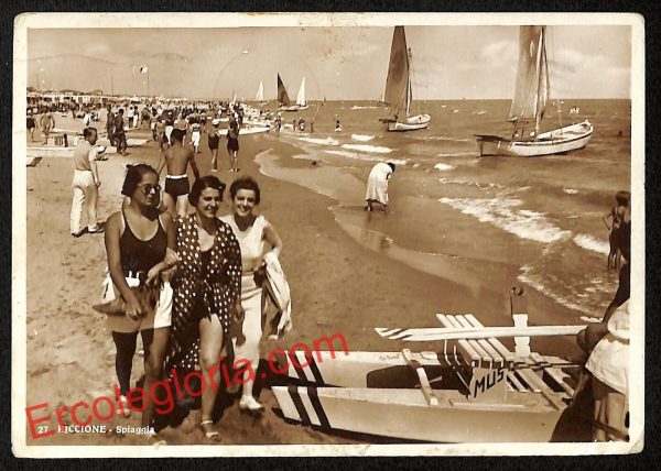 ah9913 - CARTOLINA D'EPOCA - Riccione Città - Spiaggia