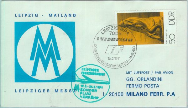 83172  - GERMANY DDR - Postal History - FIRST FLIGHT:  Liepzig  MILAN  # 783 LL