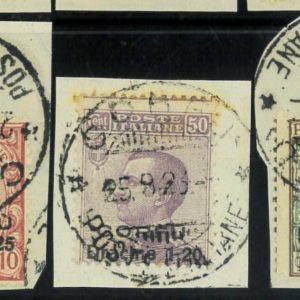 P3775 A - CORFU' , UFFICIO ITALIANO , SASS. 9/11 (CON IL 10 A) SU FRAMMENTO 1923
