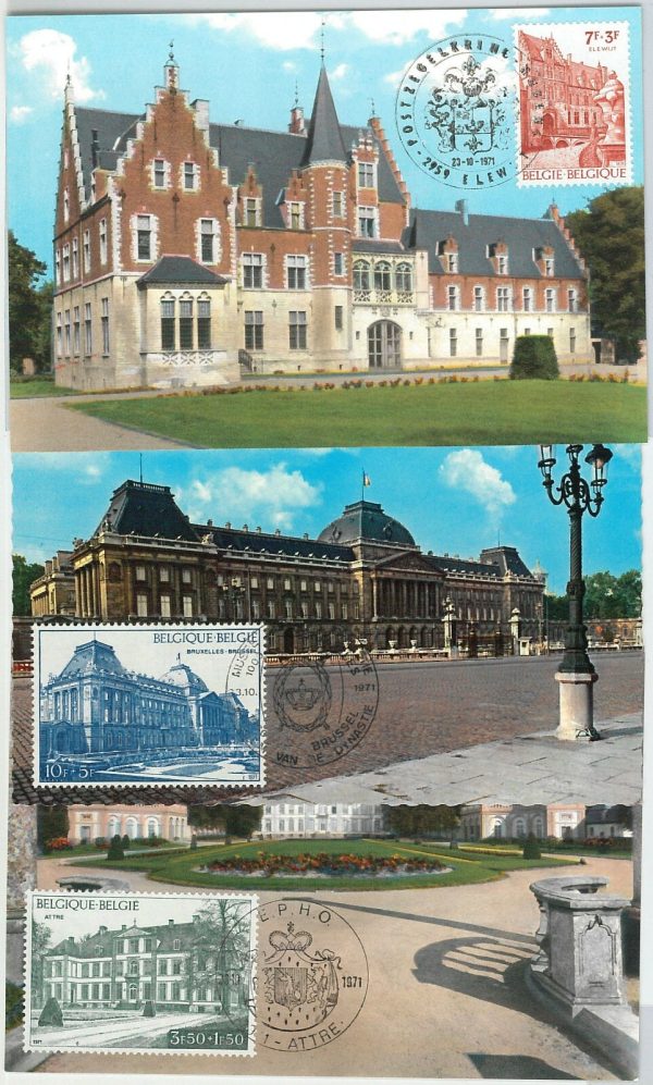 63438 -  BELGIUM - POSTAL HISTORY: set of 3  MAXIMUM CARD 1971 -  ARCHITECTURE