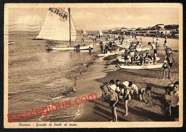 ah9917 - CARTOLINA D'EPOCA - Riccione Città - Spiaggia