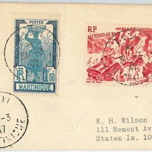 45072  - MARTINIQUE -  POSTAL HISTORY: COVER to USA 1947