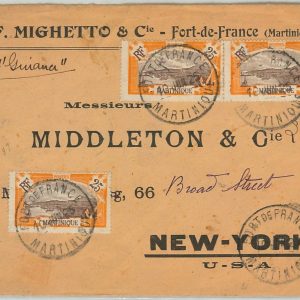 45070  MARTINIQUE -  POSTAL HISTORY: AIRMAIL COVER to USA 1925