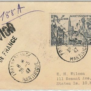 45066  MARTINIQUE - POSTAL HISTORY: AIRMAIL COVER from FORT DE FRANCE   1947