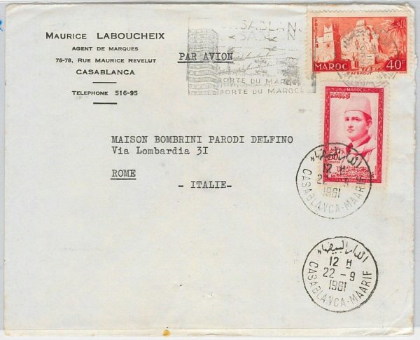 45024 -  MAROC Morocco -  POSTAL HISTORY -  AIRMAIL COVER to ITALY 1961