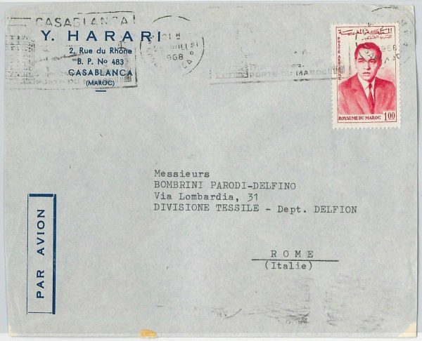 45056  -  MAROC Morocco POSTAL HISTORY  -  Airmail COVER to ITALY 1968
