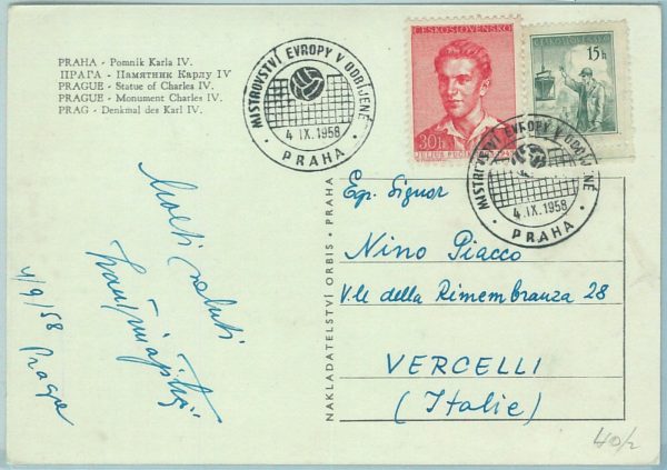 67867 - Czechoslovakia - POSTAL HISTORY -  postmark on  CARD:  Volleyball  19758