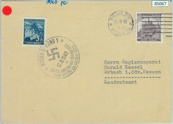 85067 - Bohemia-Moravia - Postal History - CARD w/ special postmark of BRNO 1940