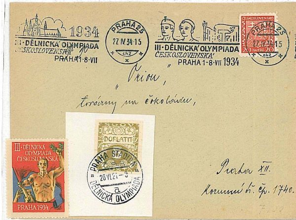 15273 - Czechoslovakia - POSTAL HISTORY - Special POSTMARK - 1934 OLYMPICS