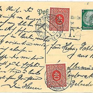 21405 - Czechoslovakia POSTAL HISTORY - TAXED Postcard from GERMANY - 1935