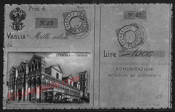 ae6132 - CARTOLINA D'EPOCA - Ferrara Città - Cattedrale  1917