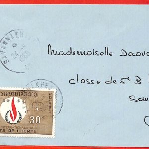 aa6318  - LAOS - Postal History -  COVER from SAVANNAKHET  1968