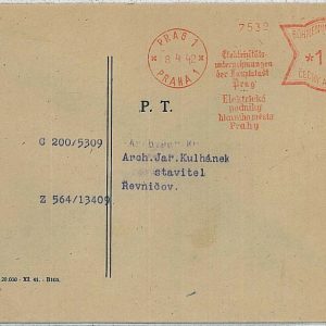 31522 - Czechoslovakia Bohemia-Moravia POSTAL HISTORY: Red POSTMARK Electricity