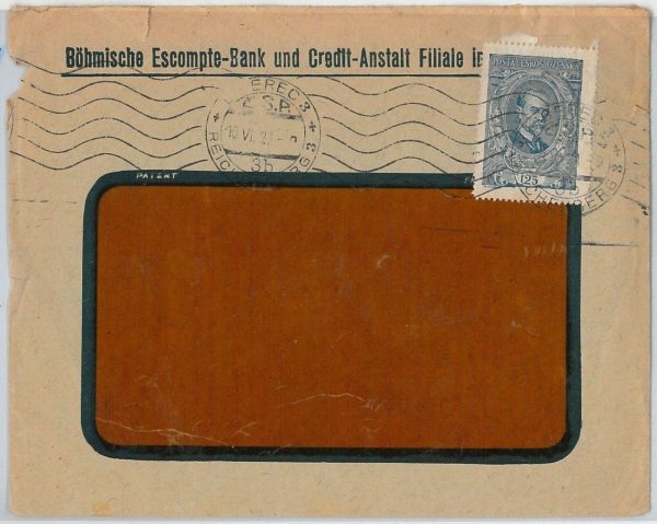 41968 - Czechoslovakia - POSTAL HISTORY - Single stamp on COVER 1921