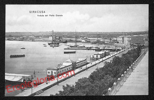 ai6594 - CARTOLINA D' EPOCA - Siragusa Città - Veduta del Porto Grande