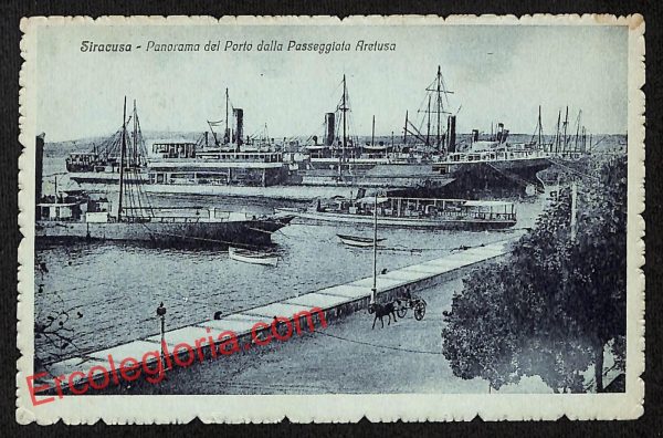 ai6597 - CARTOLINA D' EPOCA - Siragusa Città - Panorama del Porto