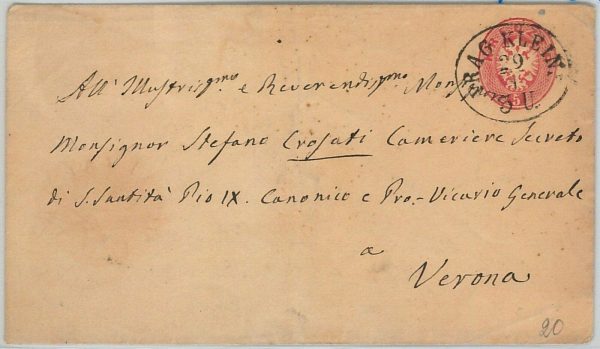 46214 - AUSTRIA Czechoslovakia - POSTAL HISTORY : STATIONERY COVER to VERONA