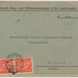 50587 - CZECHOSLOVAKIA - POSTAL HISTORY: COVER from Jáchymov to ITALY 1923
