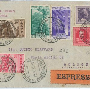 P 1131 - ITALIA REGNO , 1935 SASS. 381/382 + POSTA PNEUMATICA SU BUSTA