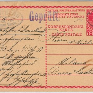 50594 CZECHOSLOVAKIA Austria - POSTAL STATIONERY CARD from Tissa to ITALY 1915