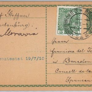 50598 - CZECHOSLOVAKIA Austria - POSTAL HISTORY STATIONERY CARD to SPAIN 1910
