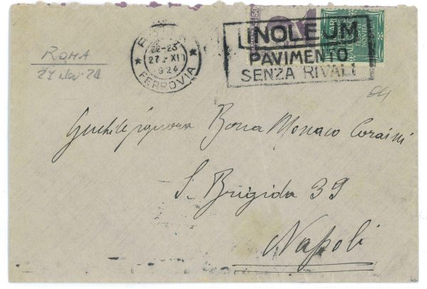 P 1138 - ITALIA REGNO , 1924 PUBBLICITARIO AMILCARE PIPERNO 50 CT SU BUSTA