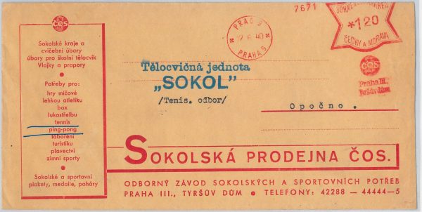 51049 Czechoslovakia POSTAL HISTORY - Advertising Cover TENNIS Ping Pong BOXING