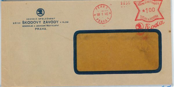 61125 - BOHEMIA MORAVIA - POSTAL HISTORY - POSTMARK on COVER 1940 Auto SKODA
