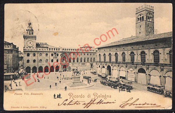 ae2180 - CARTOLINA  D'EPOCA - Bologna Città - Piazza Vittorio Emanuele  1901