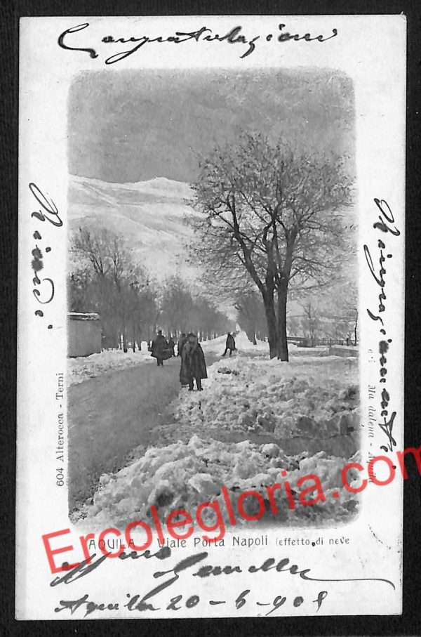 ag5405 - CARTOLINA D'EPOCA - L'Aquila Città - Viale Porta Napoli  1908