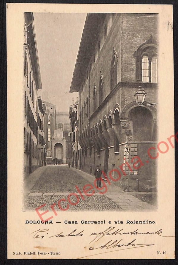 ae2187 - CARTOLINA  D'EPOCA - Bologna Città - Casa Carracci  1905