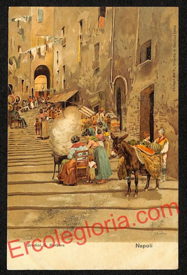 ag9886 - CARTOLINE D'EPOCA - Napoli Citta - Gradini San Barbara