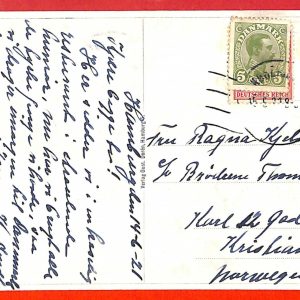 aa7447  Ansichtskarten POSTCARD Deutschland GERMANY - HAMBURG 1921 DENMARK Stamp