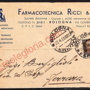 ae2273 - CARTOLINA  D'EPOCA - Bologna Città - Farmacotecnica Ricci