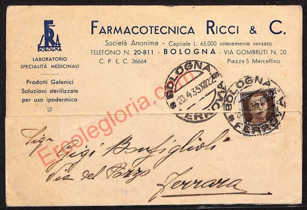 ae2273 - CARTOLINA  D'EPOCA - Bologna Città - Farmacotecnica Ricci